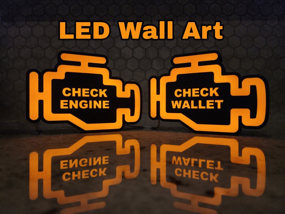 Check Engine Light Box | Wall Decor Light | Garage Sign | Workshop Decor