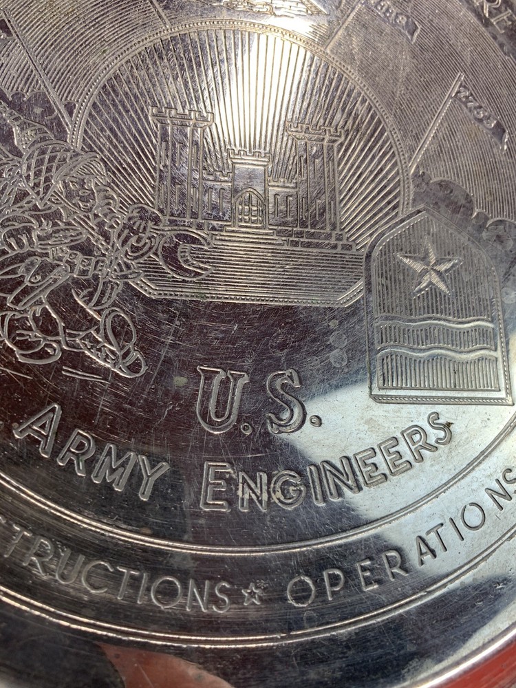 Original WW2 US Army Engineers Engraved Souvenir Plate Service In Africa