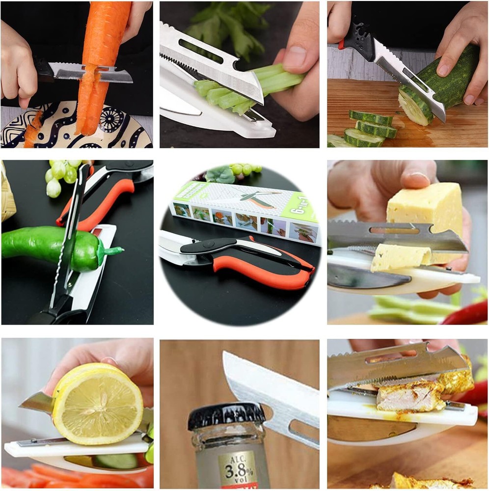 Multipurpose Kitchen Scissors With Built-in Cutting Board And Safety Latch
