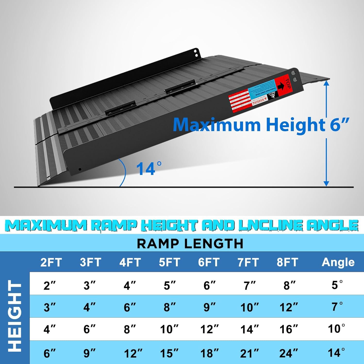 2/3/4/5/6/7/8 FT Folding Aluminum Wheelchair Ramp Mobility Ramp 600 lbs Non-Slip