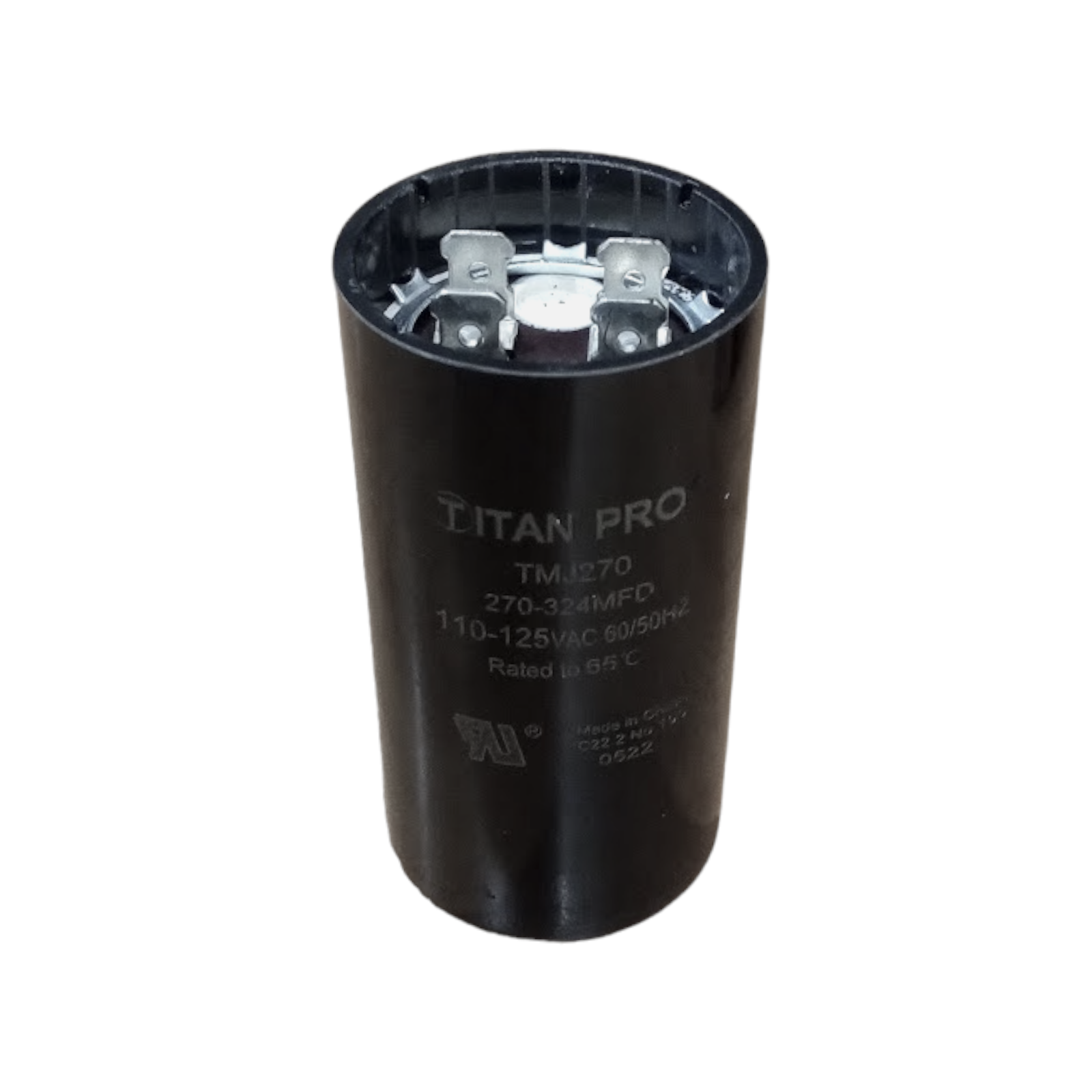 Titan Pro TMJ270 Motor Start Capacitor 270-324 MFD UF / 110-125 VAC