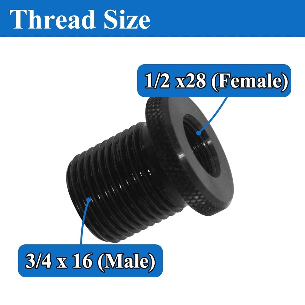 2 Pack Thread s and Washers, 1/2 * 28-3/4 * 16, Black
