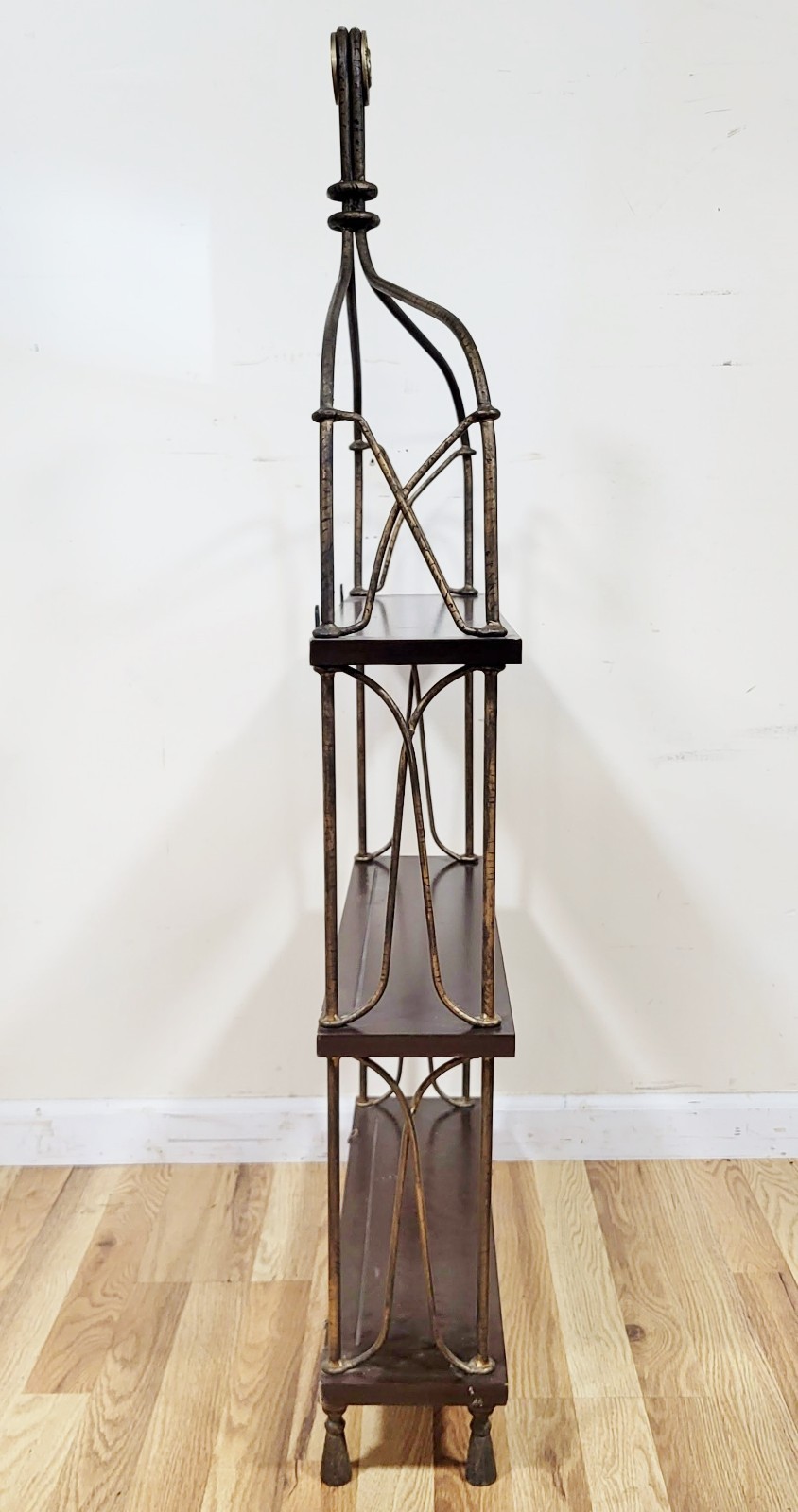 Vintage Mid-Century MODERN Rope & Tassel BRONZE Display Wall ETAGERE Bookshelf