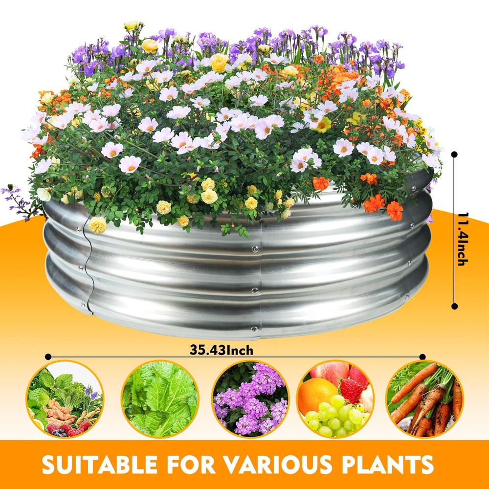 3FT Diameter Camp Fire Ring Pit, Large Round Galvanized Steel Fire Pit, Heavy...