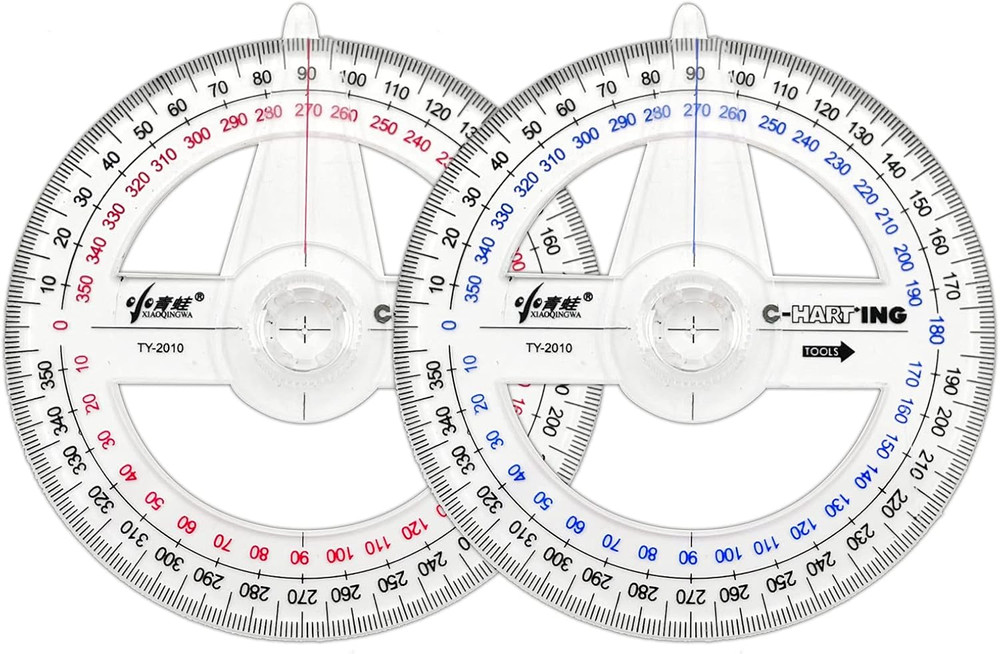 360° Protractor Pack of 2 Protactors Plastic Protractor Math Protractors Clear P