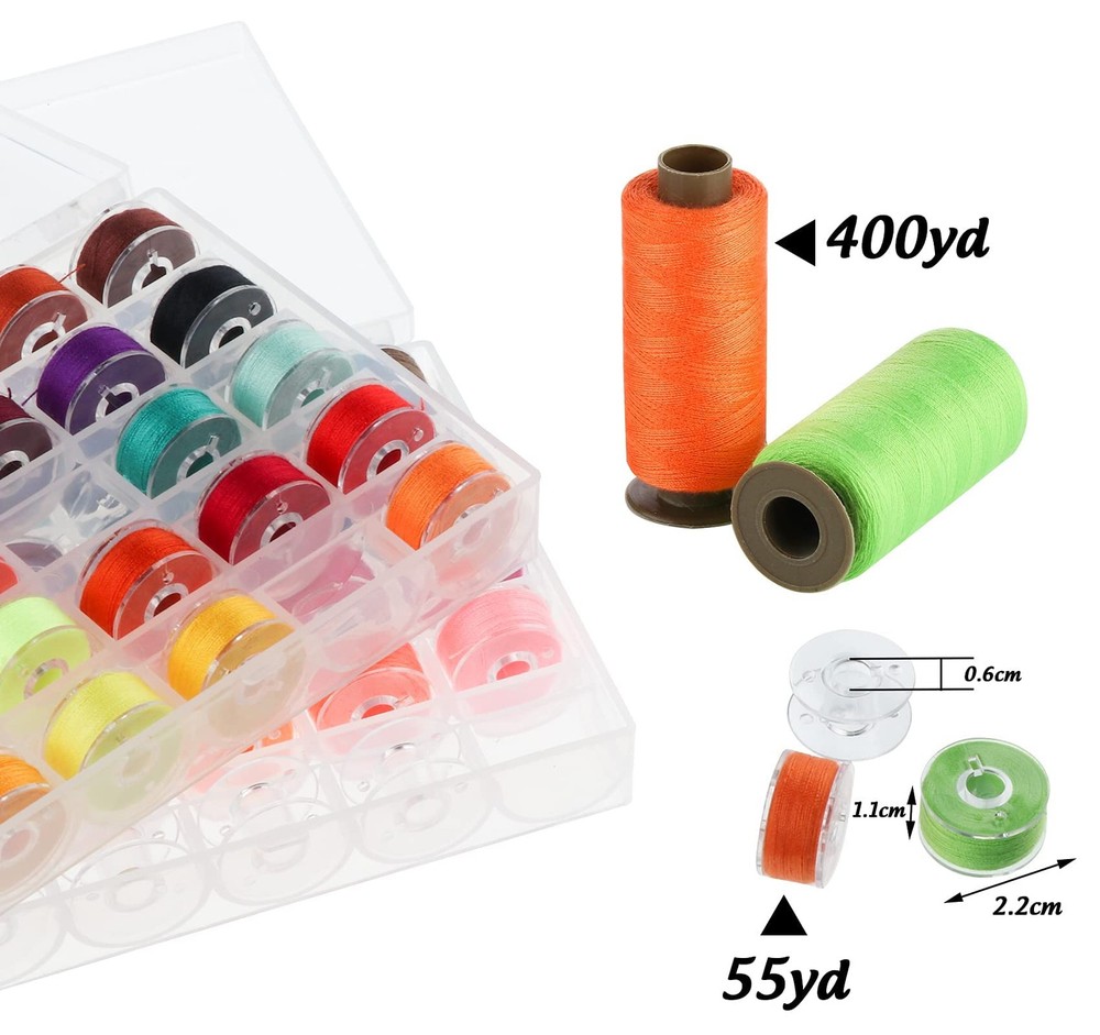 95Pcs Bobbins Sewing Thread Kits, 400 Yards Per Polyester Thread Spools with ...