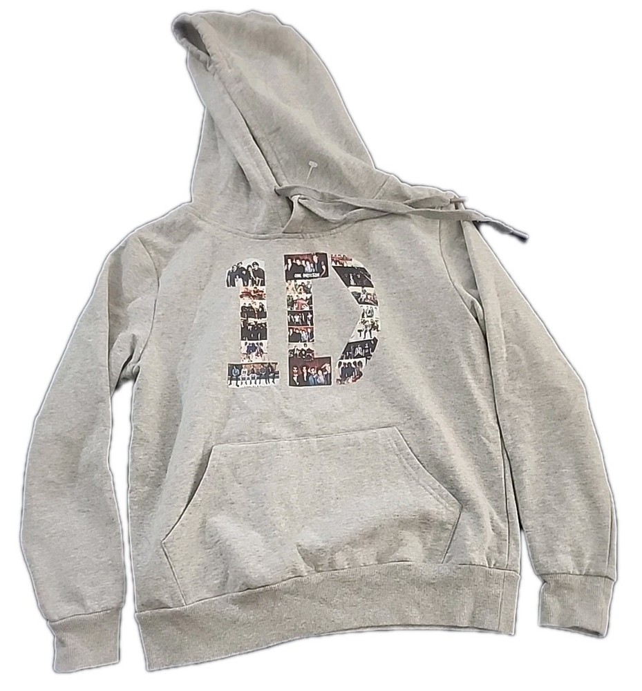 One Direction 1D Pullover Hoodie Sweatshirt Grey Junior Small Graphic (PT2)