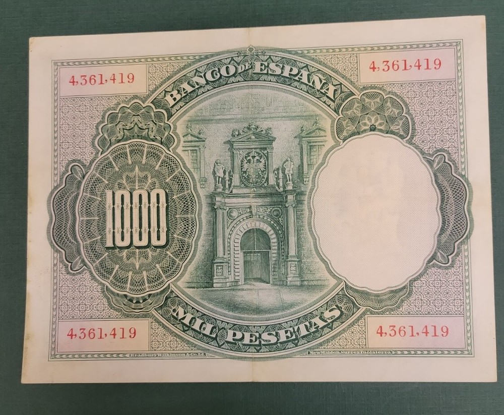 1925 Spain 1000 Pesetas - Pick# 70c - Solid VF/XF