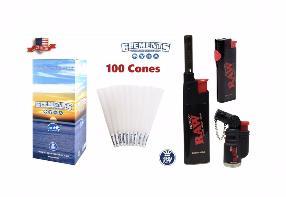 ELEMENTS Organic Rice KING Size Cone + Lighter