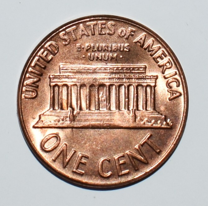 1969 D Lincoln Memorial Cent Error Stike Through High Mint State Red