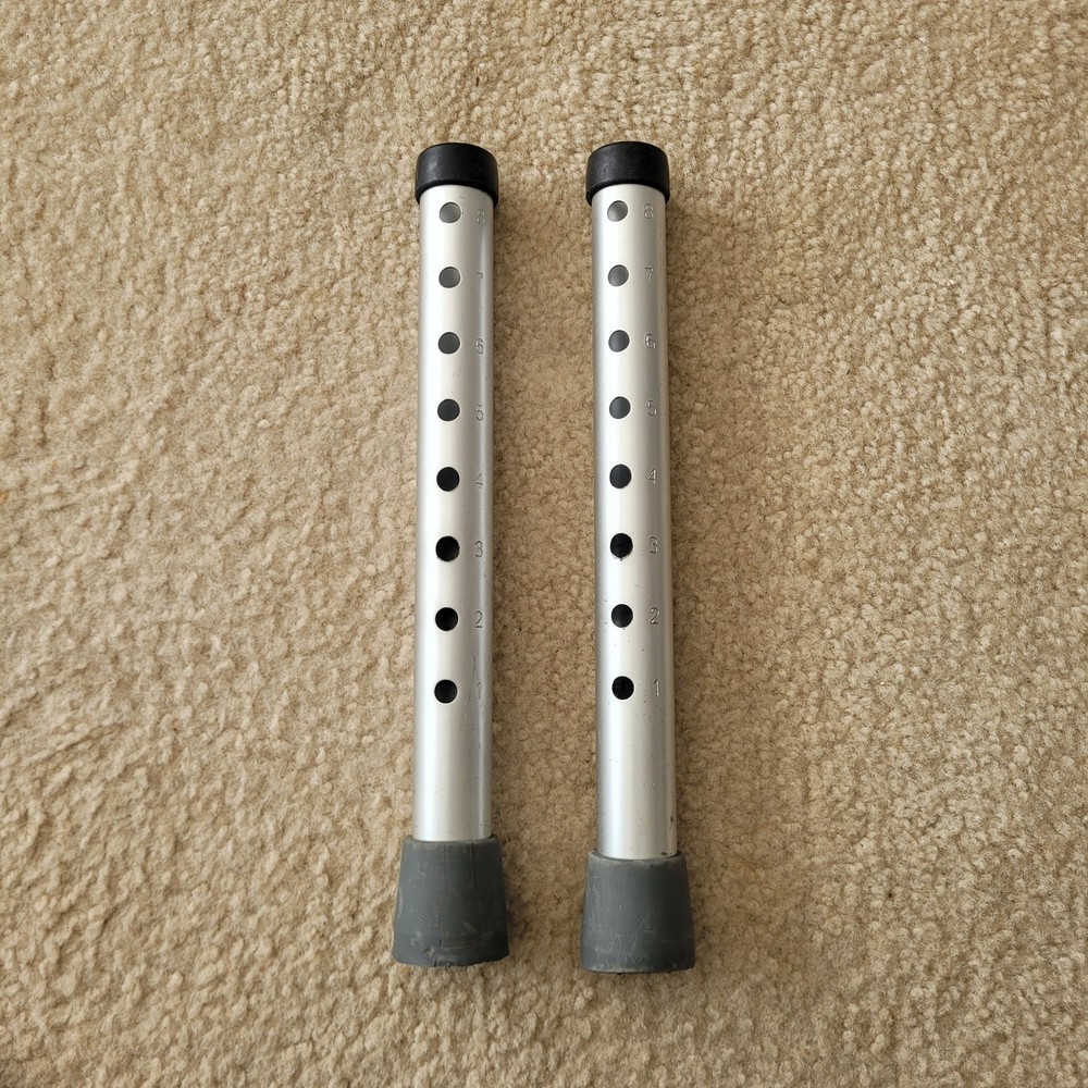 Folding Walker Replacement Legs with Rubber Tips Gray, 1 pair, Universal Fitting