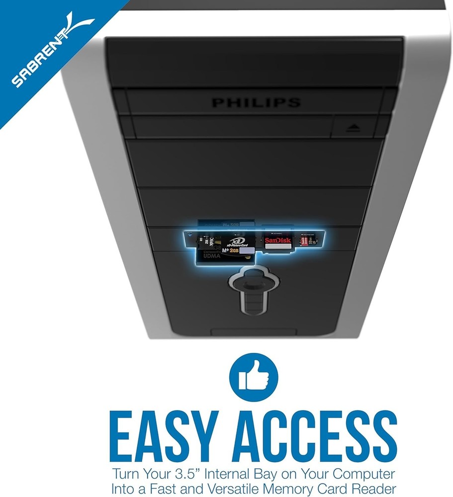 High-Speed 3.5 Inch Internal Card Reader - Supports 74 Types, USB Compatible