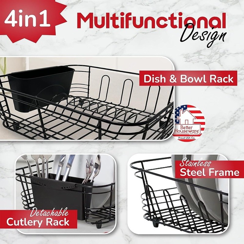 Compact Over Sink Dish Rack Space Saving Drying Rack Kitchen Countertop New