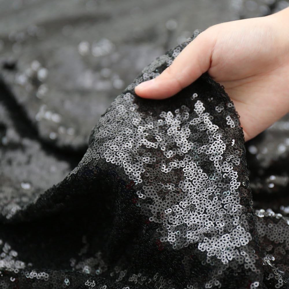 Sequin Tablecloth Black Rectangle 50"x80" Shimmer Table Cloths Sparkle Glitte...