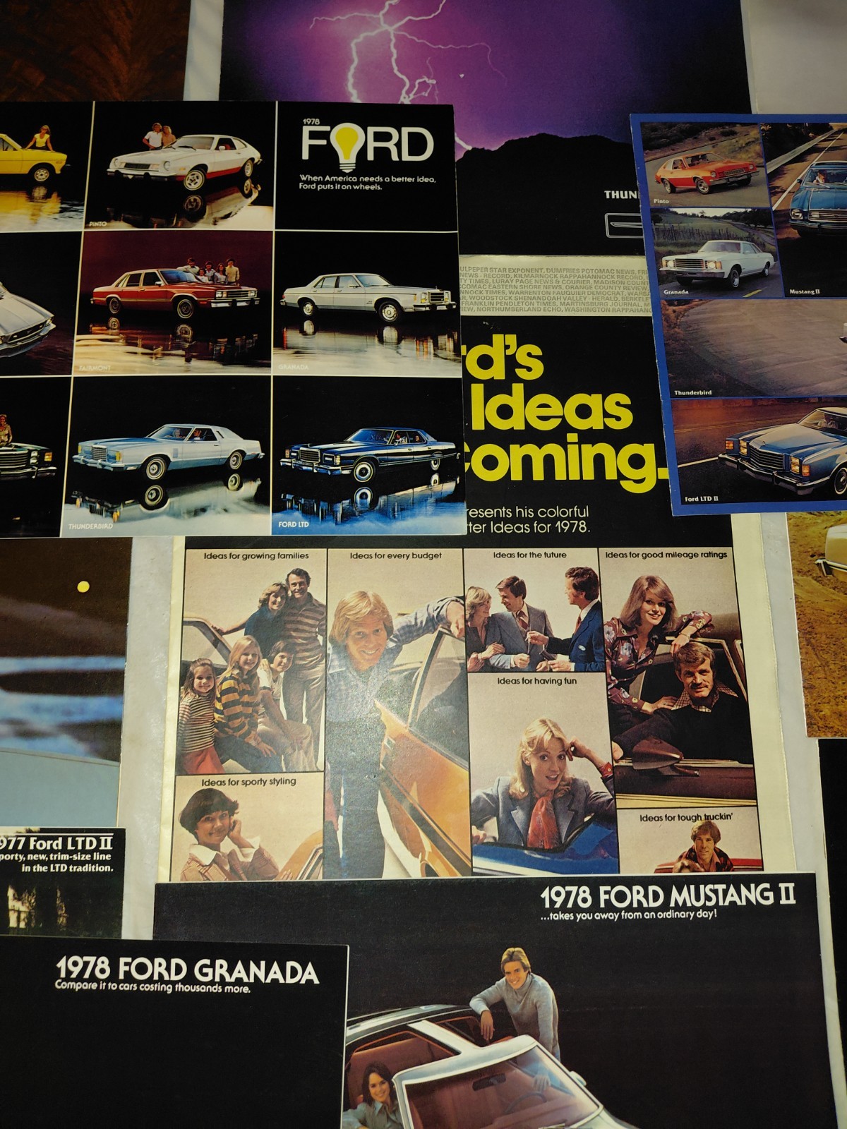 Lot Of 20 Vintage 1970s Ford Cars Brochures & Magazines Etc. New Old Stock