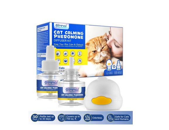 Immal Cat Calming Pheromone Diffuser Plus 2 Refills 60 Day Kit Exp. 2028 Sealed!