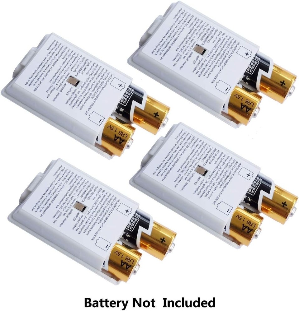 4-Pack White Battery Cover Shell for Xbox 360 Wireless Controllers - ABS