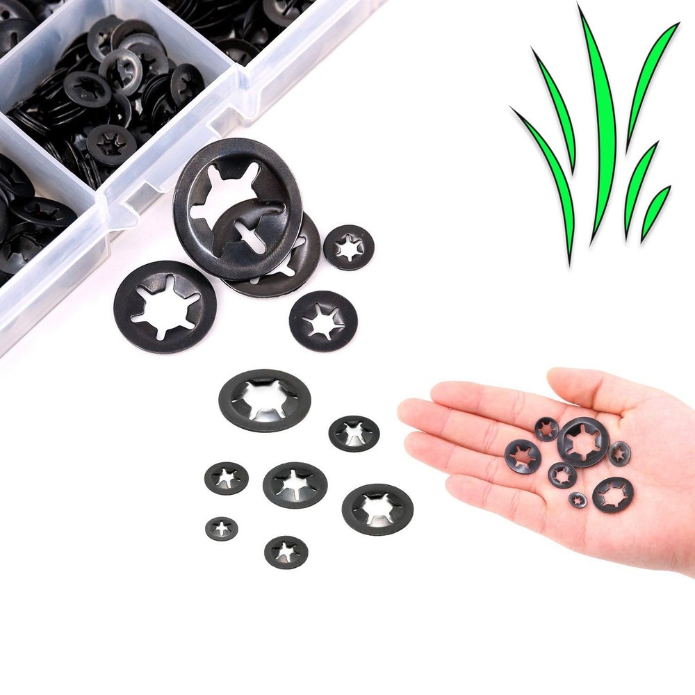 320 Pieces 7 Sizes Push Nuts Assortment,Internal Tooth Star Lock Washers,Quick