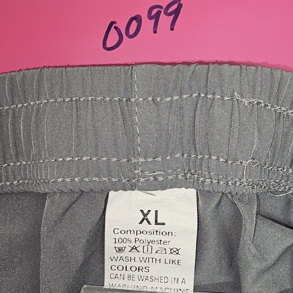 TechTraining Gray Active Pants Zip Pockets Drawstring 100% Polyester