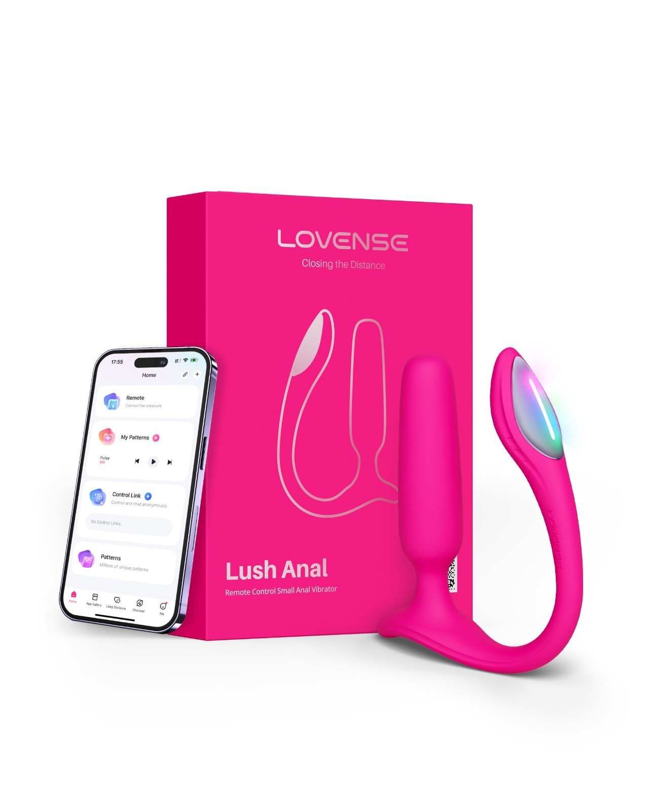 LOVENSE Lush Anal Vibrating Butt Plug Sex Toys, App Controlled Vibrator, LED