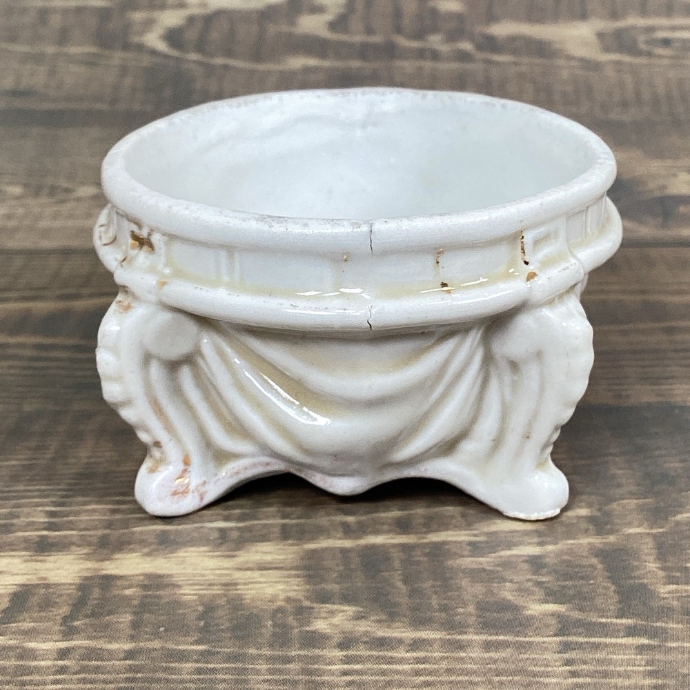 Antique Pair Open Master Salt Cellar, Salt Dip