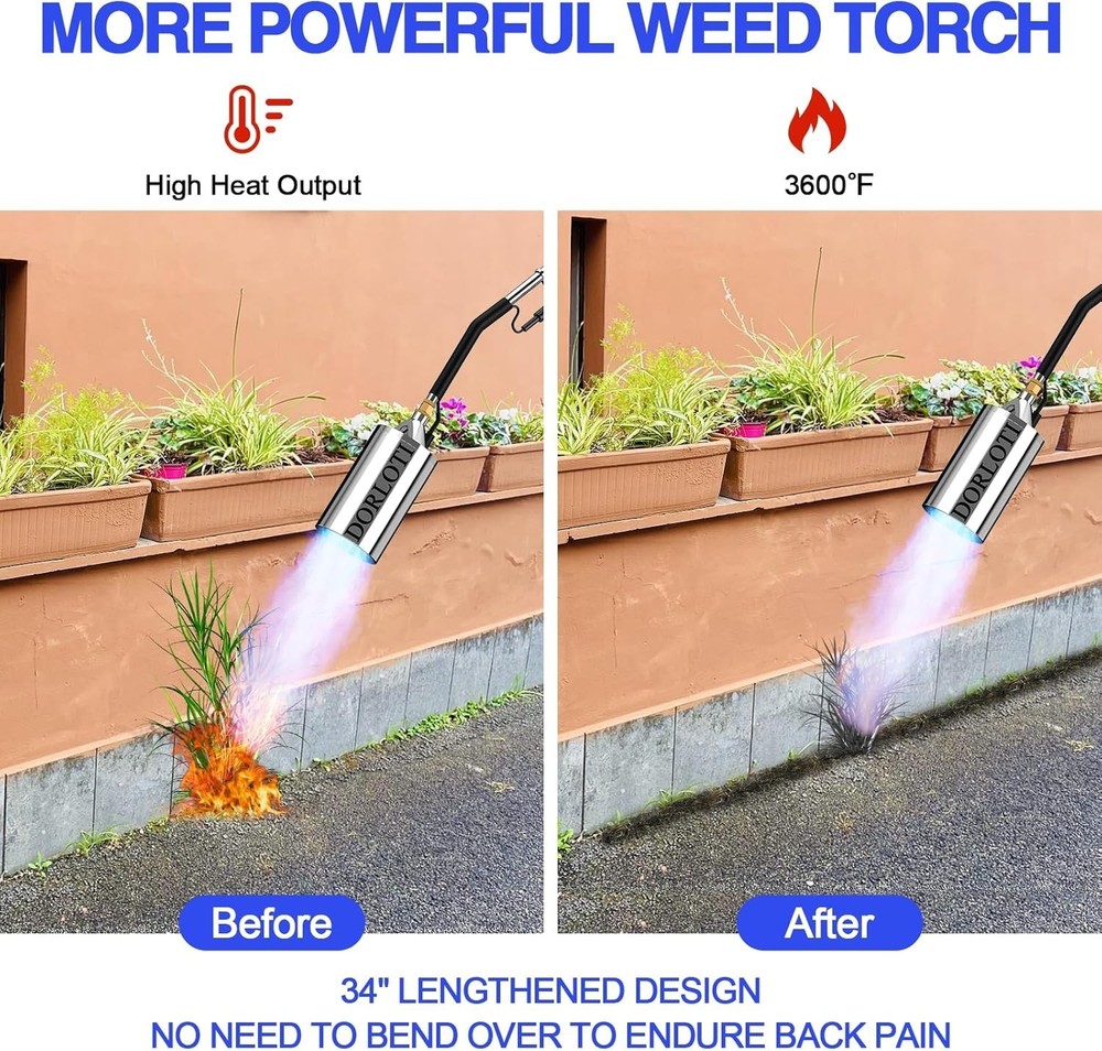 Efficient Propane Flame Torch with Turbo Trigger & Certified Hose - 12.5FT
