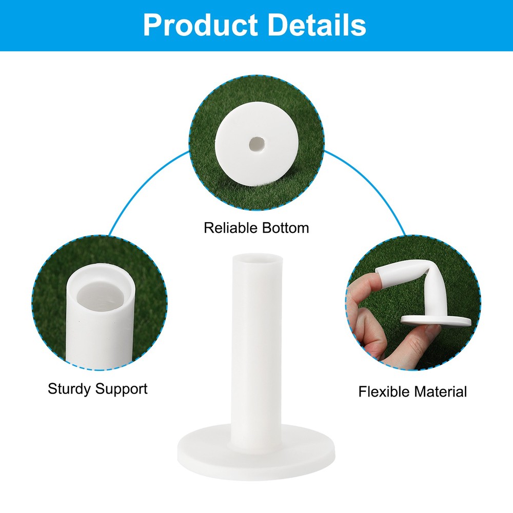 Rubber Golf Tee, 6Pcs Mix Size Golf Tees Training Tee, White