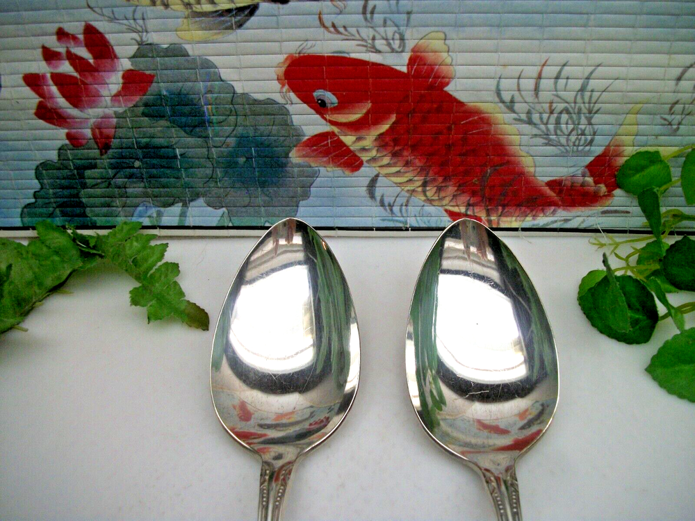 Oneida Wm A. Rogers CHALICE Harmony Silverplate Solid Serving Spoons 1958