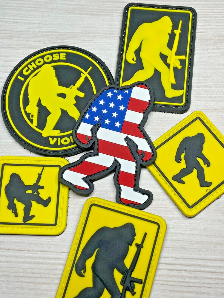 Bigfoot PVC Patch - Tactical Morale Patch - Sasquatch USA Flag Patch - Hook Back
