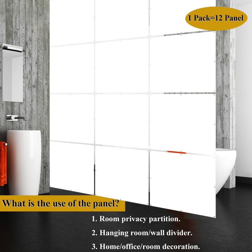Solid Hanging Room Divider,12 Pieces Solid Board Screen Panels White Home Dec...