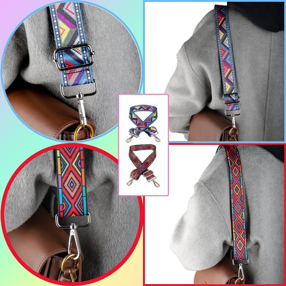 2 PCS Purse Strap, 1.5" Wide Shoulder Strap Adjustable Replacement, Repla