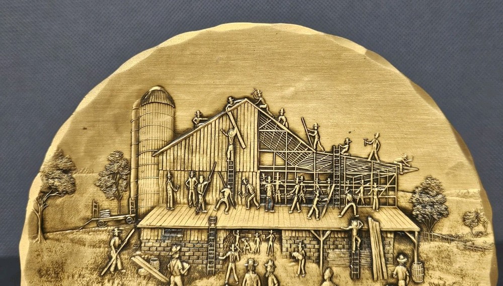 Wendell August 5.75" Amish Construction Home Building Solid Bronze Plate