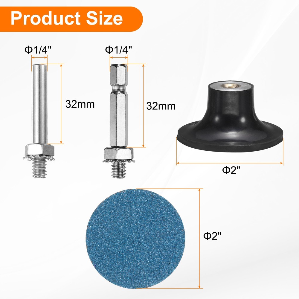 53pcs Quick Change Discs Set 2" Roll Lock Sanding Discs P60 with Disc Holder