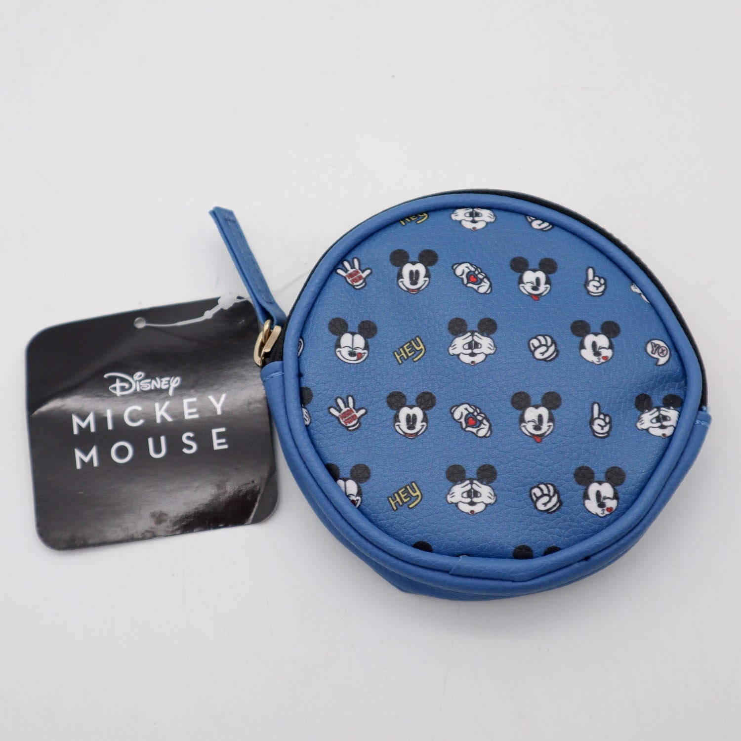 Official Disney Mickey Mouse Coin Purse Pouch Wallet Blue Faces & Gloves Print