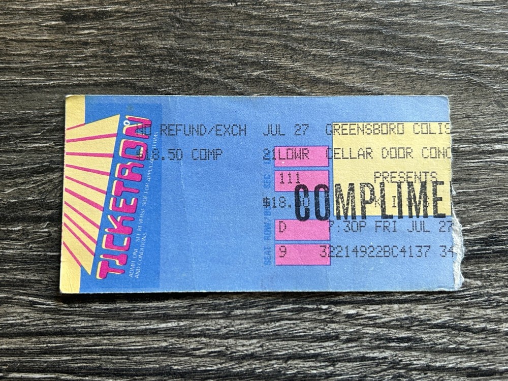 KISS TICKET STUB Comp North Carolina Hot In The Shade Concert Tour Vintage Kiss