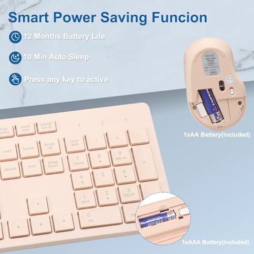 Wireless Keyboard and Mouse Combo Quiet and Soft 2.4G Full-Size Computer Keyb...