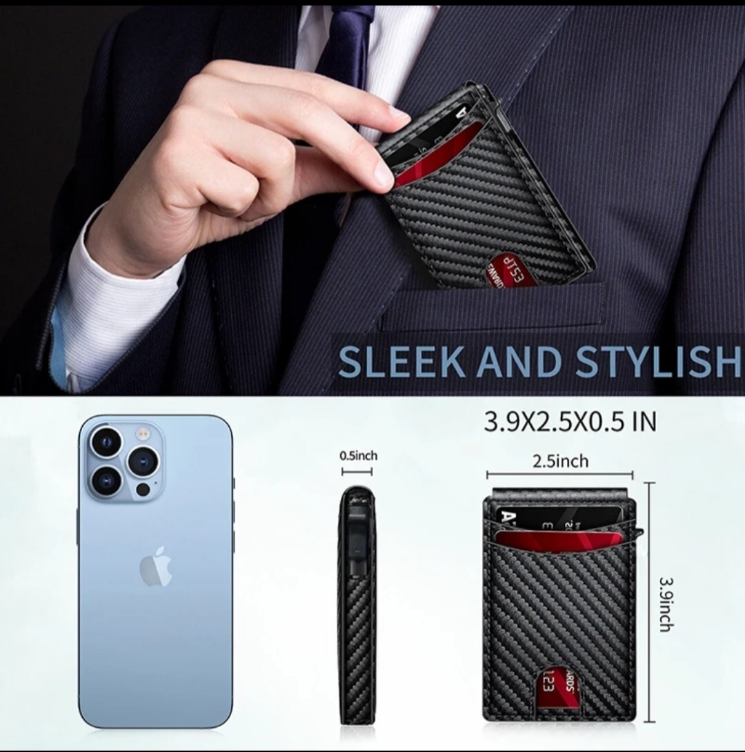 Men's Black tactical magnetic wallet RFID Blocking card holder Aluminum bifold