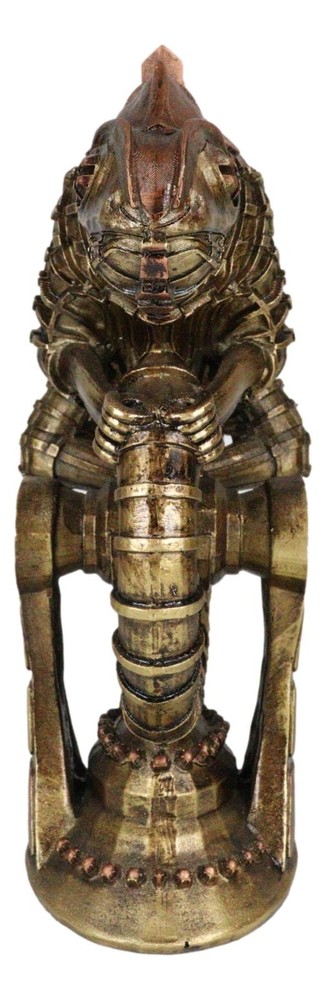 Geared Clockwork Vintage Steampunk Iguana Lizard Coiling On Stand Figurine