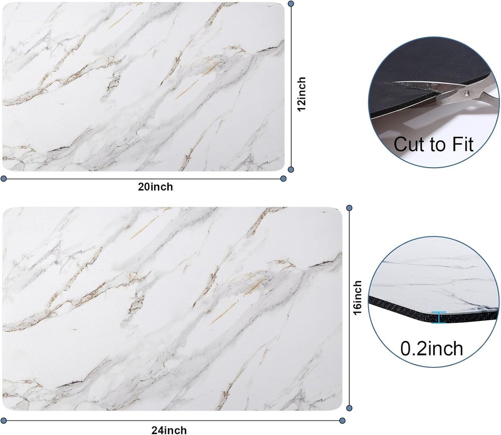 Marble Pattern Dish Drying Mat Absorbent Coffee Bar Mat Kitchen Counter Non-slip
