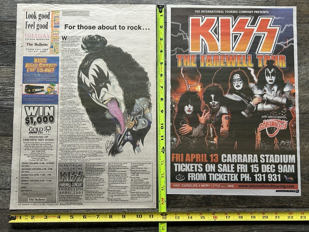KISS Ad Advert Farewell Concert Tour Gold Coast Australia 2000 Vintage Kiss