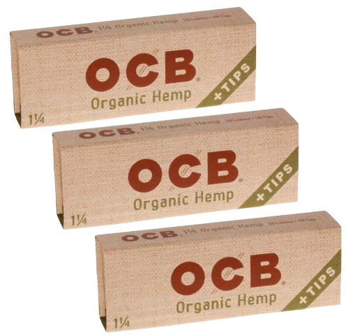 OCB Organic Hemp 1 1/4 Rolling Papers + Tips - 10 Packs