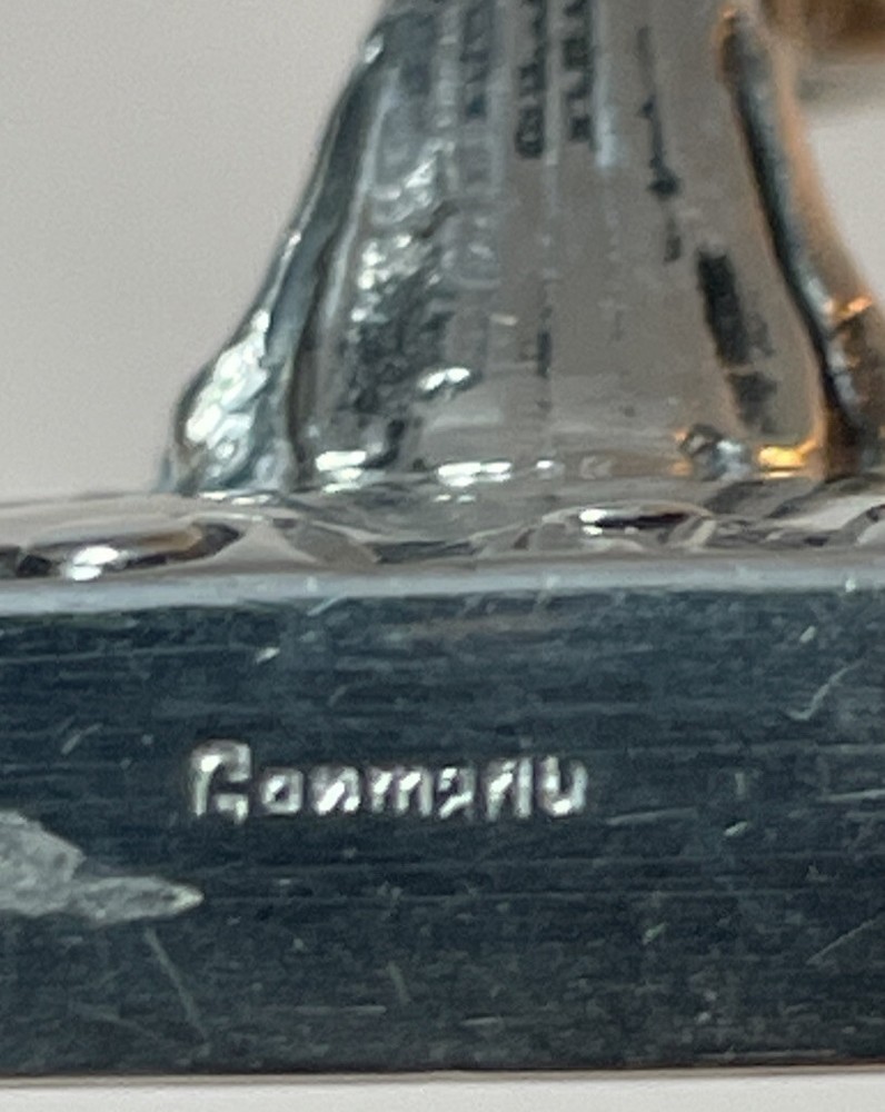 Germany Sterling Repousse Basket Etched Glass Insert Rectangular Swing Handle