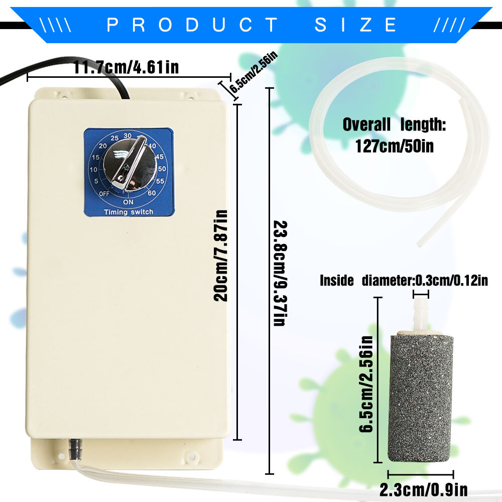 2000mg/h Ozone Generator Ozonator Air Purifier Water Food Vegetable Sterilizer