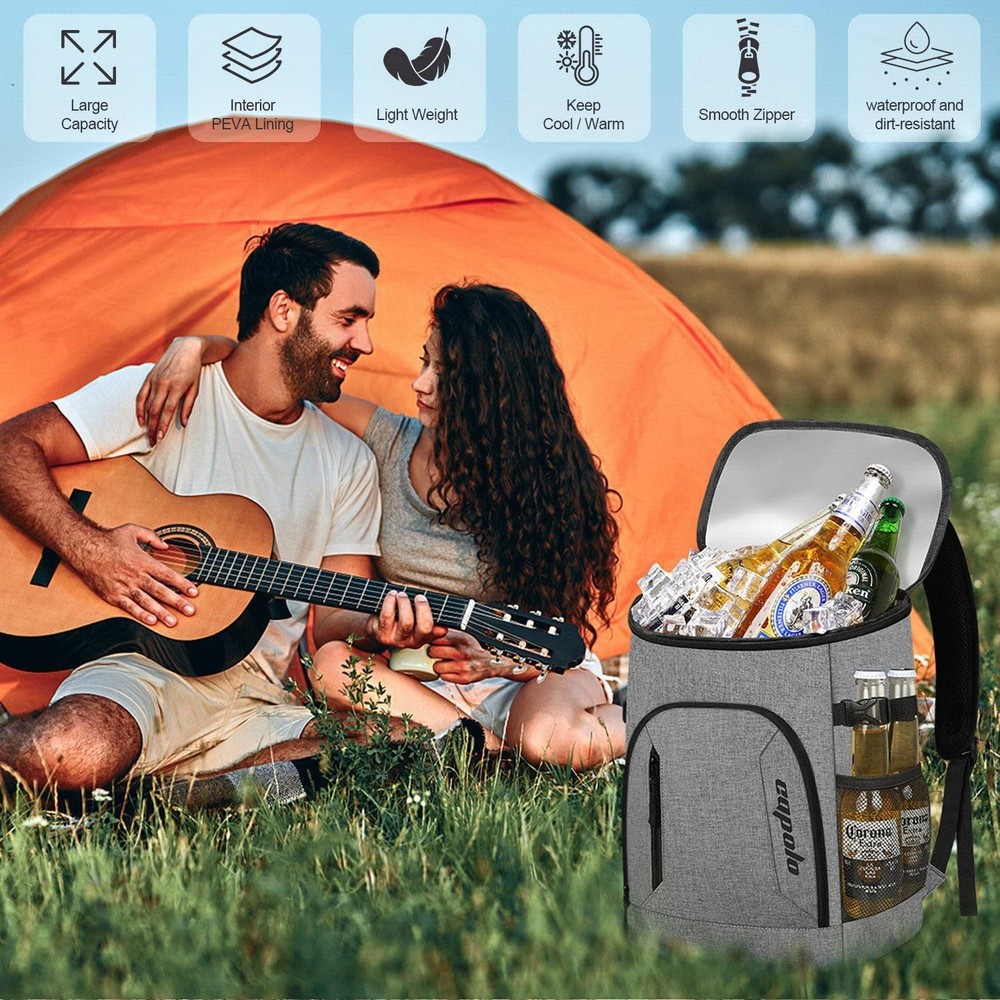 Cooler Backpack 30 Cans, Insulated Backpack Cooler Leak Proof Large Capacity ...