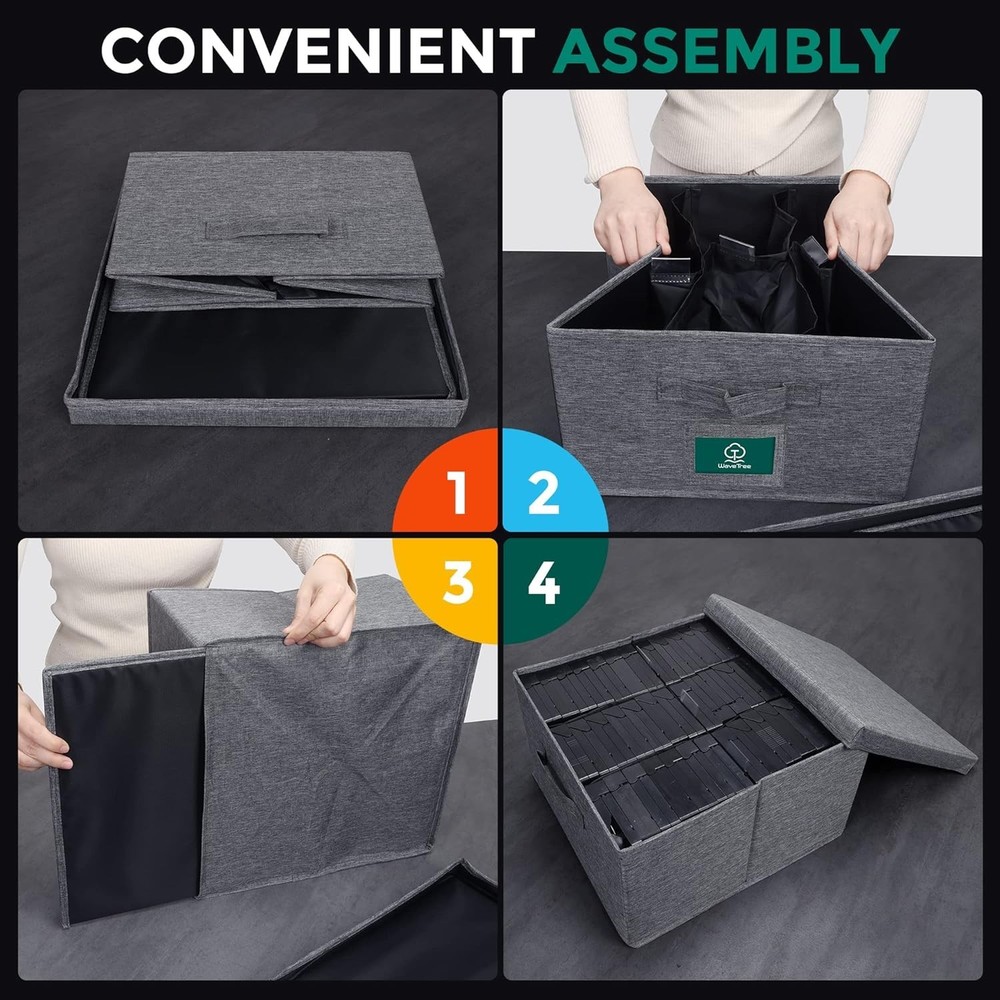 VHS Storage Box with Lid, Practical VHS Storage Case with Index Labels, 14.4 ...
