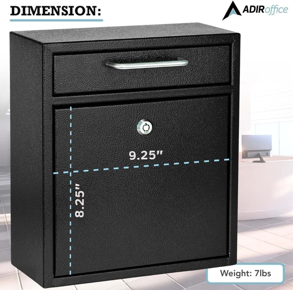 Wall Mount Mailbox Mailbox W/ Lock & Keys- Durable Wall Mounted Locking Mailbox