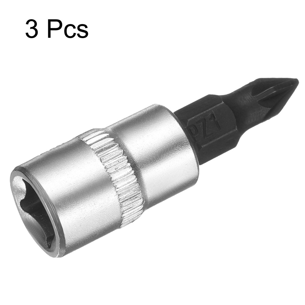 3pcs PZ1 Bit Socket 1/4" Square Drive Extension Impact Bit, Black