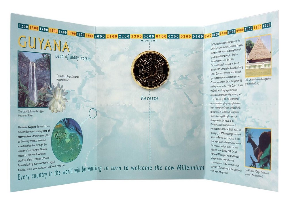 Guyana 2000 Dollars, 1999-2000, KM #53a, Mint