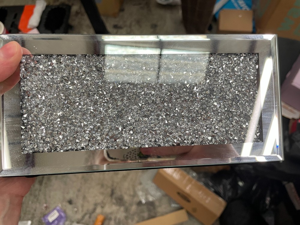 Wall Mount Mirrored Crushed Diamond Remote Control Holder