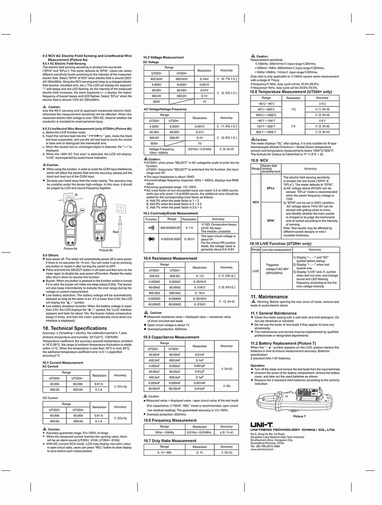 UNI-T UT203 Digital Clamp meter Auto Range DMM 400A Ohm AC DC Volt Amp Data hold